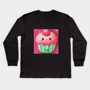 Kawaii Strawberry Cupcake Kids Long Sleeve T-Shirt